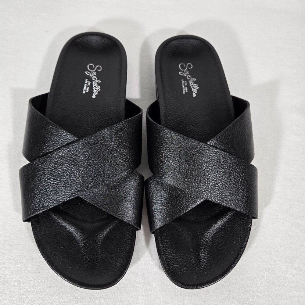SEYCHELLES Minimalist Lighthearted Slides BLACK Leather Sandals Women's Size 9. - Picture 4 of 17